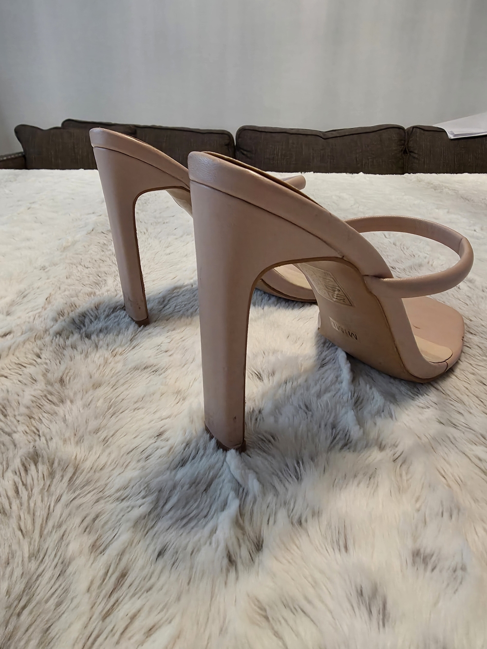 Blush Pink Strappy High Heel Mules 7.5 - Picture 4 of 7